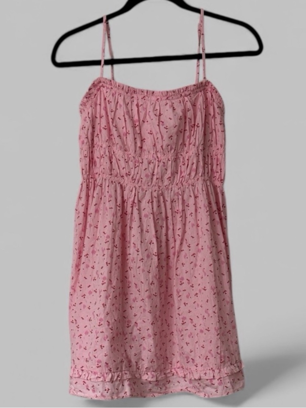Free People 100% Cotton Gabby Pink & Red Cherry Mini Dress - Picture 3 of 9